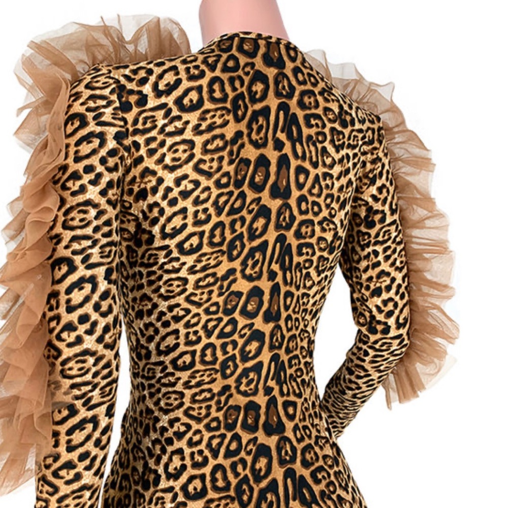 Cheetah Long Sleeve Party Dress - Picture 5 of 5